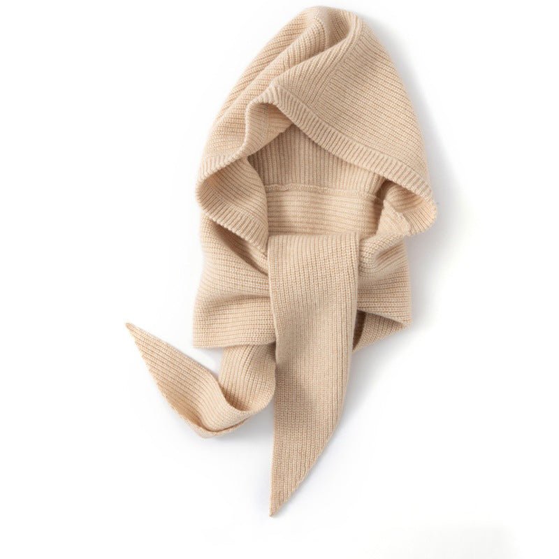 Womens Cashmere Balaclava Cashmere Hooded Scarf Cozy Knit Winter Wrap
