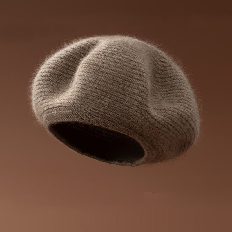 Womens Cashmere Beret Cashmere Painter Hat for Fall Winter Taupe M