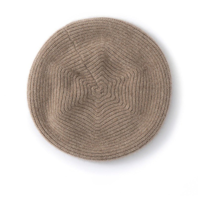 Womens Cashmere Beret Cashmere Painter Hat for Fall Winter Taupe M