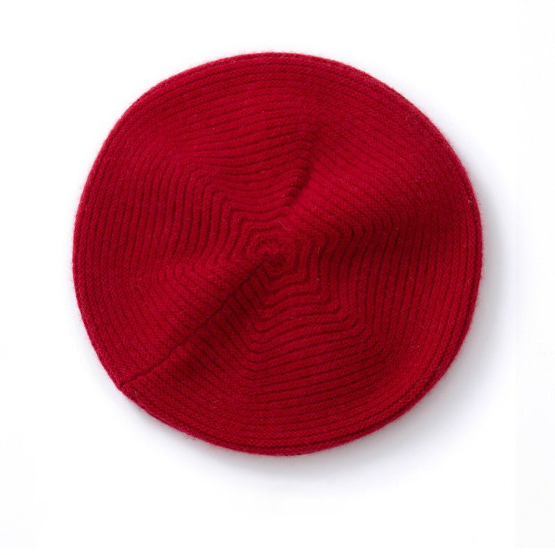 Womens Cashmere Beret Cashmere Painter Hat for Fall Winter Claret M