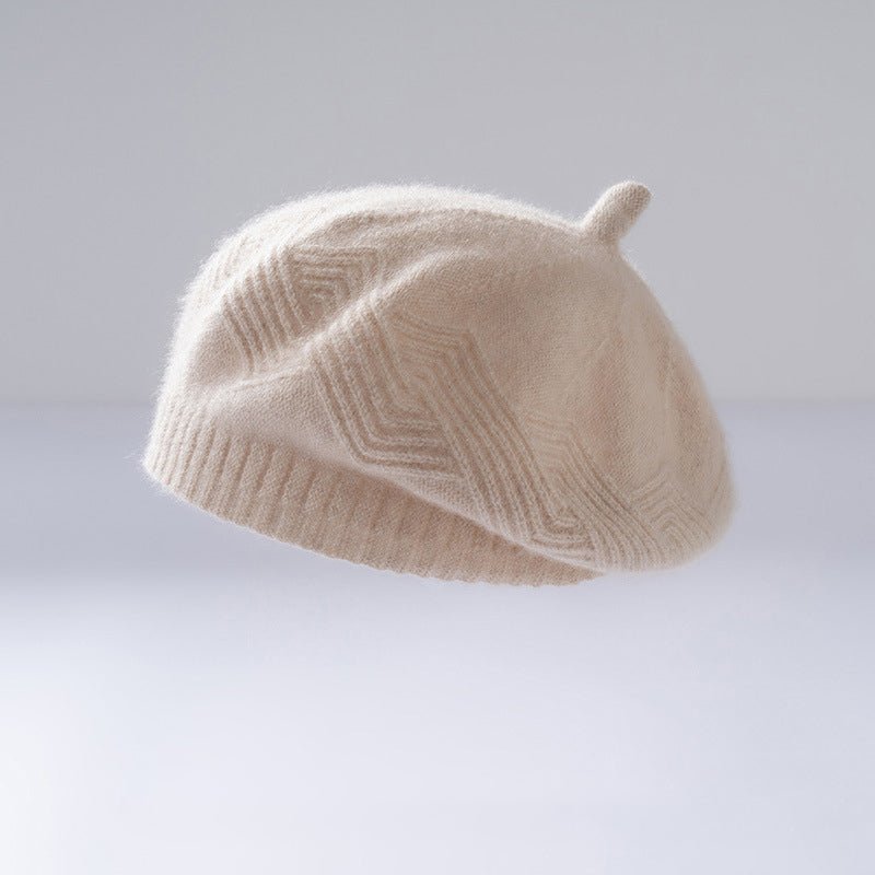 Womens Cashmere Beret Soft Knit French Cashmere Painter Hat Beige M