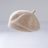 Womens Cashmere Beret Soft Knit French Cashmere Painter Hat Beige M