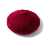 Womens Cashmere Beret Soft Knit French Cashmere Painter Hat Claret M