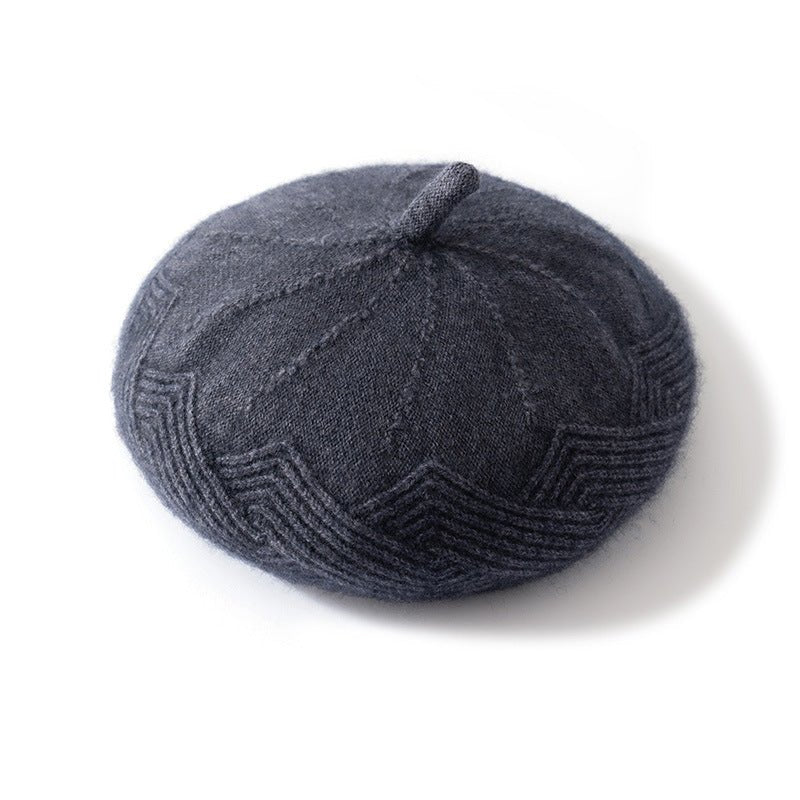 Womens Cashmere Beret Soft Knit French Cashmere Painter Hat Gray M