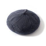 Womens Cashmere Beret Soft Knit French Cashmere Painter Hat Gray M