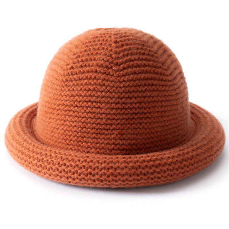 Womens Cashmere Bucket Hat Rolled Brim Cashmere Cloche Hat Multi Colors Camel M