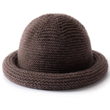 Womens Cashmere Bucket Hat Rolled Brim Cashmere Cloche Hat Multi Colors Brown M