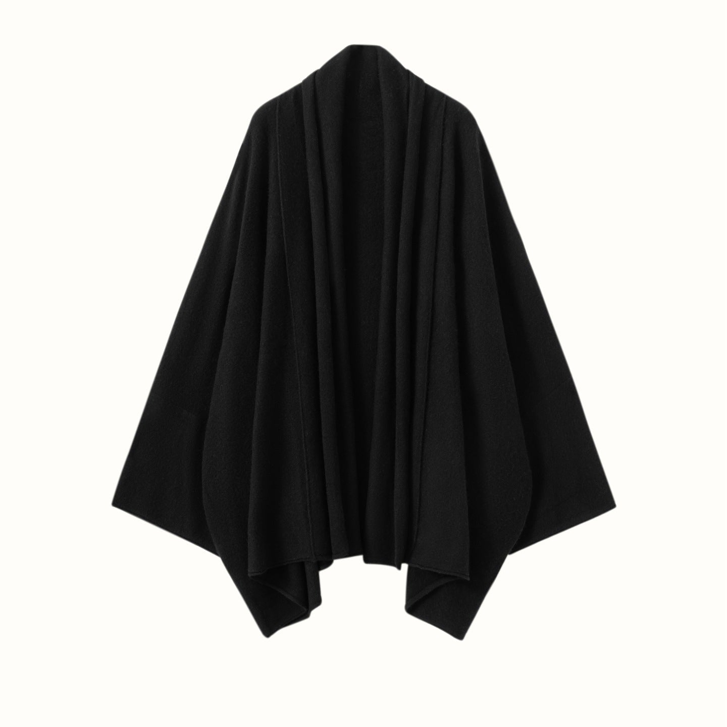 Womens Cashmere Cardigan Open Front Draped Long Sleeve Cashmere Knit Sweater Black One size fits most