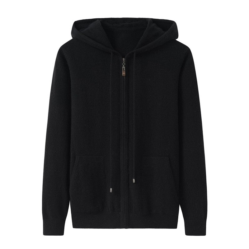 Womens Zip - Up Cashmere Hoodie With Kangaroo Pockets Cashmere Cardigans