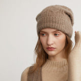 womens cashmere hats ribbed knitted solid cashmere beanie warm stacked hat