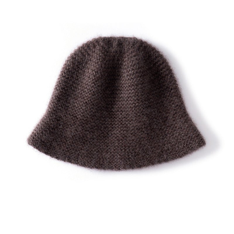 Womens Cashmere Knit Bucket Hat Timeless Cashmere Flare Knit Hat Coffee M