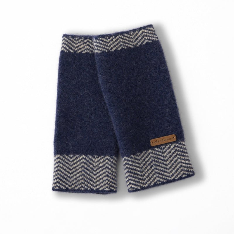 Womens Cashmere Knit Fingerless Mittens Elastic Thermal Knit Half Finger Cashmere Gloves