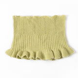 Womens Cashmere Neck Warmer Ribbed Knit Cashmere Snood with Ruffled Edge Green M