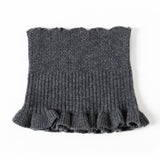 Womens Cashmere Neck Warmer Ribbed Knit Cashmere Snood with Ruffled Edge Gray M