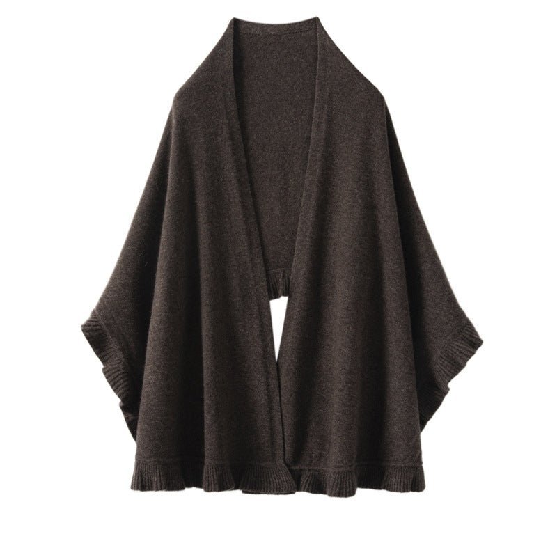 Womens Cashmere Ruffle - edge Cape Shawl And Wraps Flounce Edge Cloak