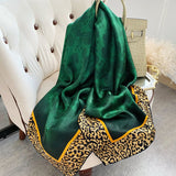 Womens Colorful Long Silk Scarf Landscape Print Square Silk Scarves