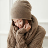 Women's Curled - Up Edge Cashmere Hats Solid Beanie Hat