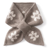 Womens Floral Knit Cashmere Scarf Bow Knot Cashmere Neck Warmer Taupe M