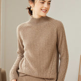 Womens Textured Mock Neck Cashmere Sweater Cashmere Pullover
