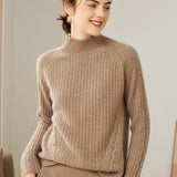 Womens Textured Mock Neck Cashmere Sweater Cashmere Pullover