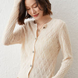 Womens Lace Knit Cashmere Cardigan Button - Down Cashmere Coat