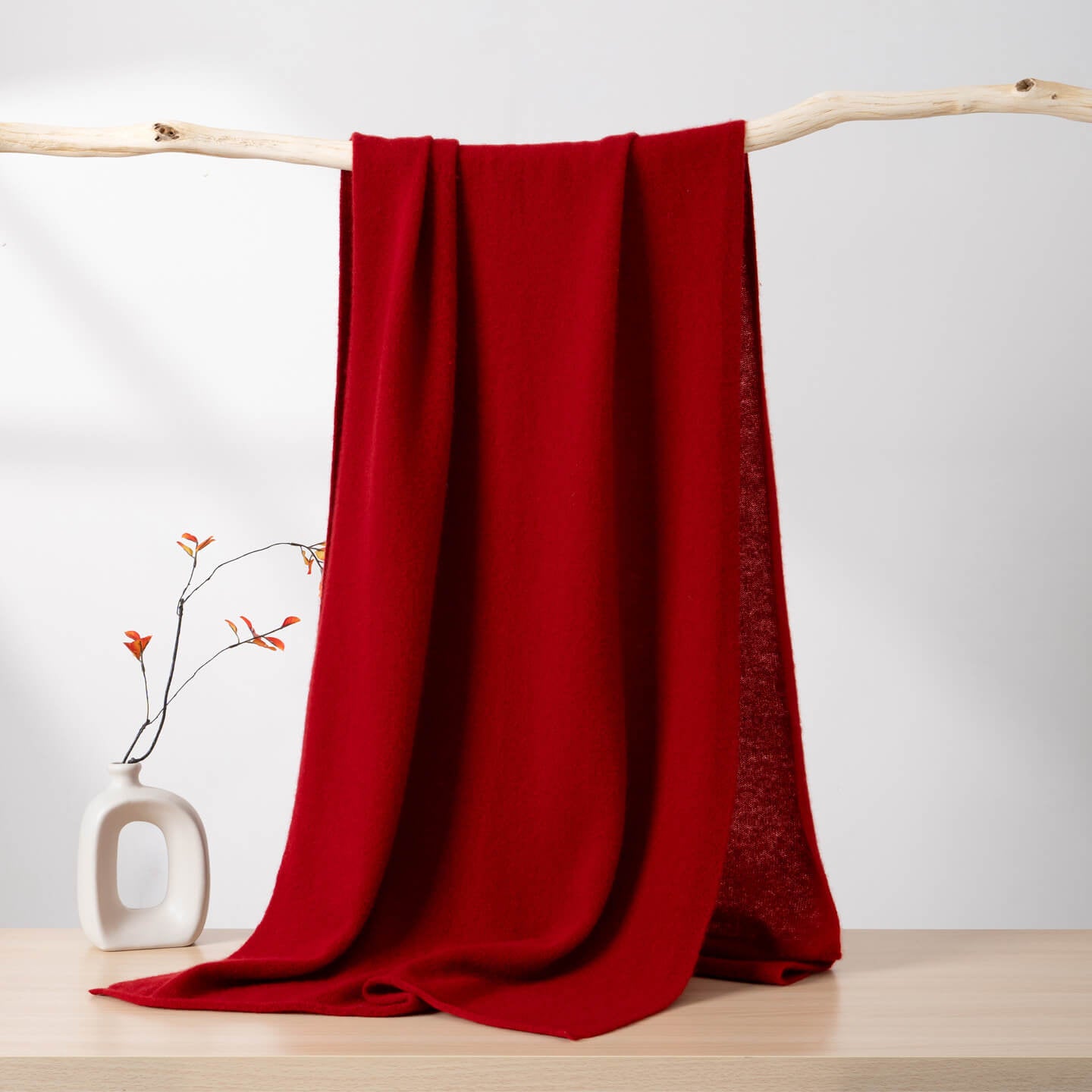 Womens Large Cashmere Scarf Throw Blanket Long Cashmere Shawl Claret L