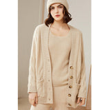 Womens Ribbed Knit Scoop Neck Sleeveless Vest U - Neck Cashmere Tank Beige XS