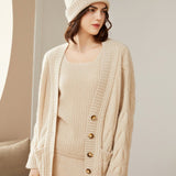 Womens Ribbed Knit Scoop Neck Sleeveless Vest U - Neck Cashmere Tank Beige XS