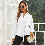 Womens Silk Blouse 100% Long Sleeves Silk Wrap Blouse