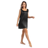 Women's Silk Nightdress Wide Strap Scoop Neck Silk Nightgown
