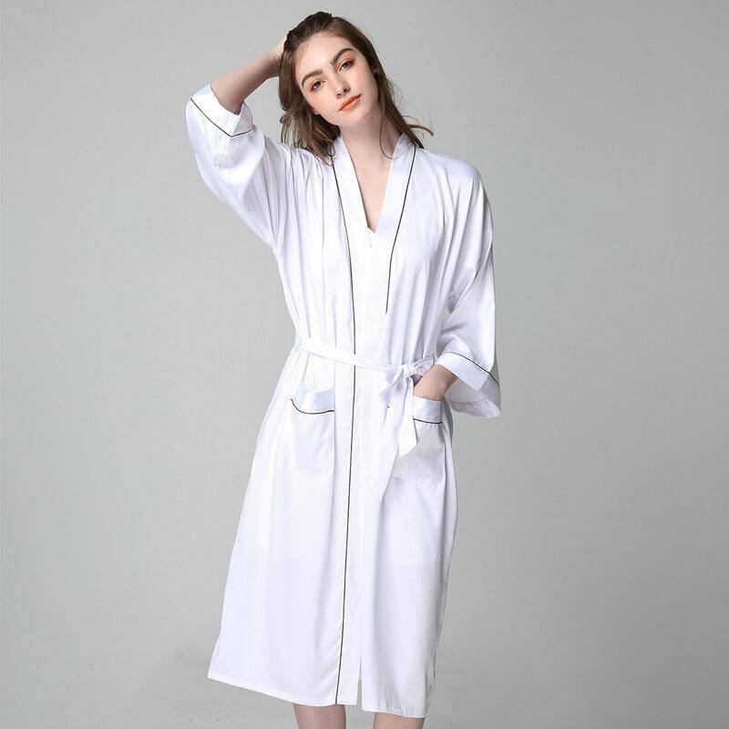 Womens Silk Nightgown And Robe Set Long 100% Silk Sleepwear