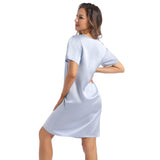 Women's Silk Nightgown Short Sleeve Round Neck Silk Nightdress