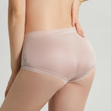 Women's silk underwear mulberry silk breathable mid-waist lace boxer briefs