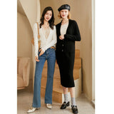 Womens V - Neck Cable Knit Cashmere Cardigan With Button Closure