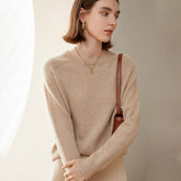 Womens Crewneck Knitted Cashmere Sweater Long Sleeve Pullover