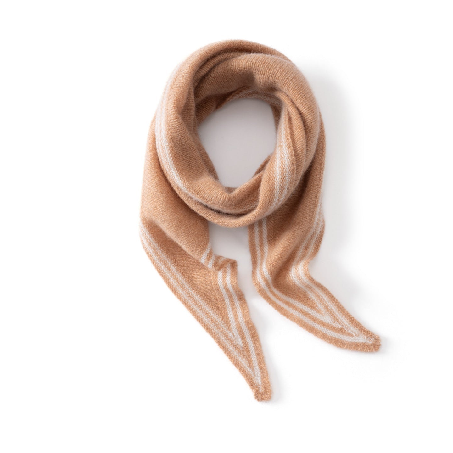 Womens Striped Cashmere Triangle Scarf Soft Knit Cashmere Neck Scarf Camel S