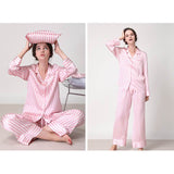 Women's Striped Silk Pajama Set 100% Stripe Silk Pjs