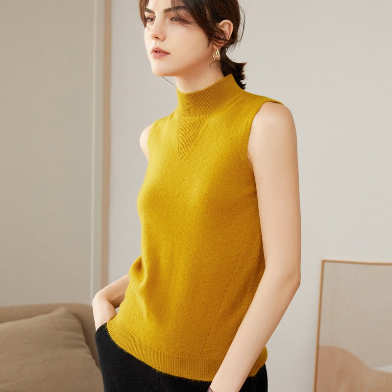 Womens Cashmere Sleeveless Mock Neck Sweater Cashmere Tank