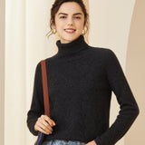 Womens Turtleneck Cashmere Sweater Long Sleeve Warm Cashmere Pullover