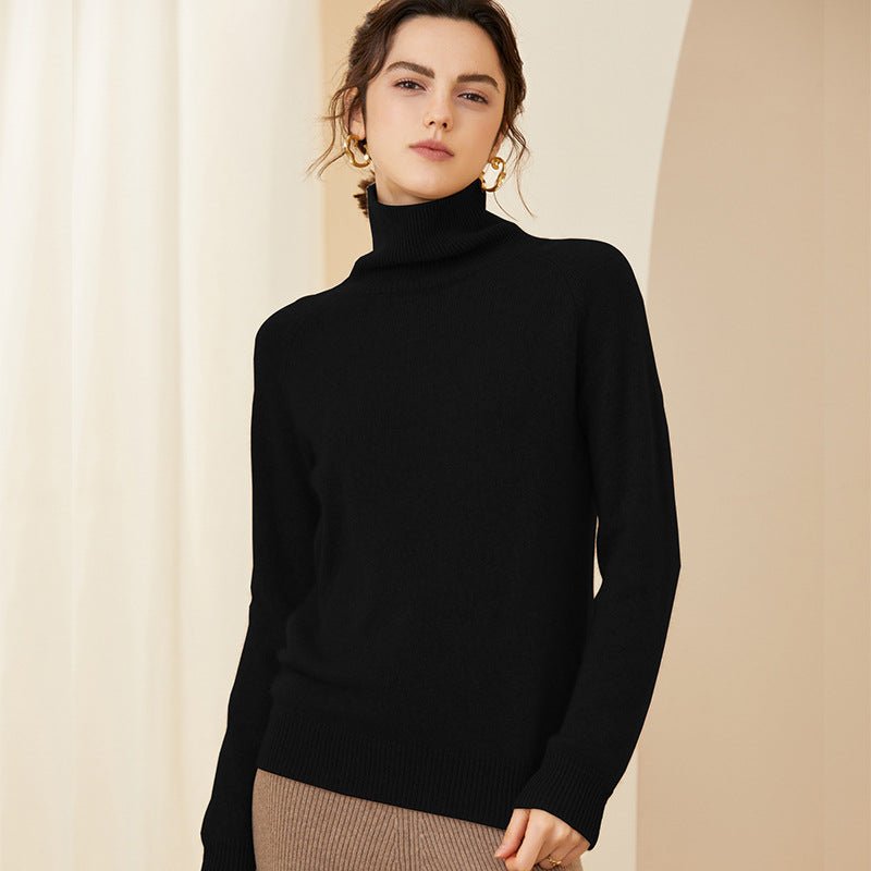 Womens Ribbed Turtleneck Long Sleeve Cashmere Sweater Pullover