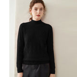 Womens Turtleneck Cashmere Sweater Textured Cashmere Knit Pullover Multi Colors Black XS