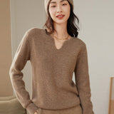 Womens V Neck Cashmere Sweater Rib Knit Cashmere Pullover Tops