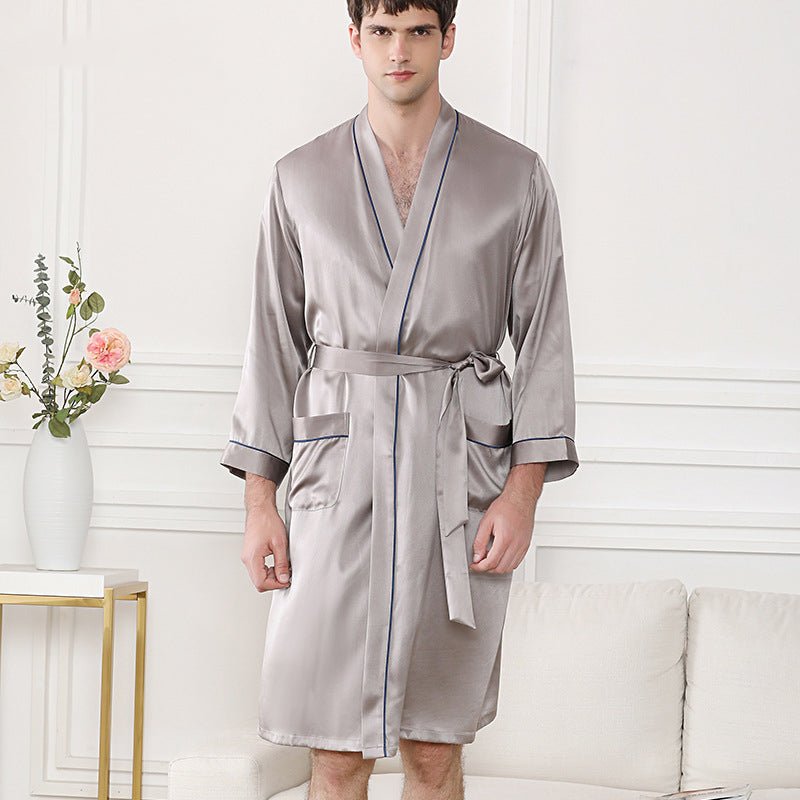 New Luxury Mens Sleeprobe Silk Robes Male Pajamas For Man Section