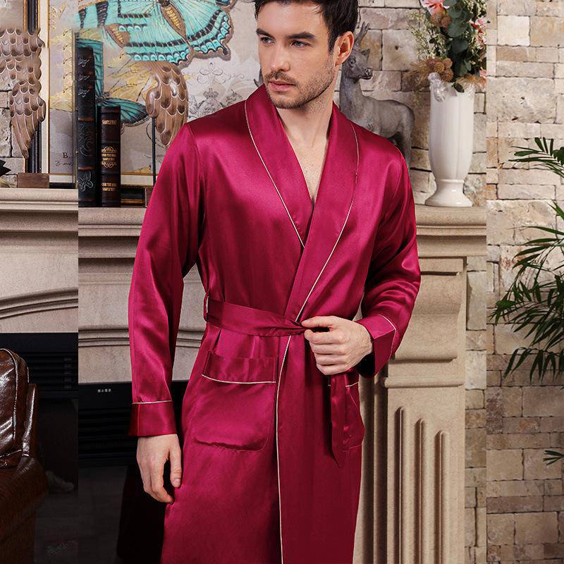 Long Silk Robe For Men Luxury Silk Bathrobe Men's Silk Sleepwear
