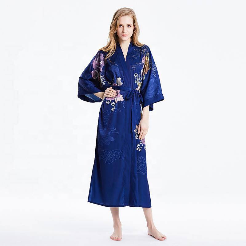 Men Sleep Robe Chinese Silk Nightgown Plus Size M to 2XL