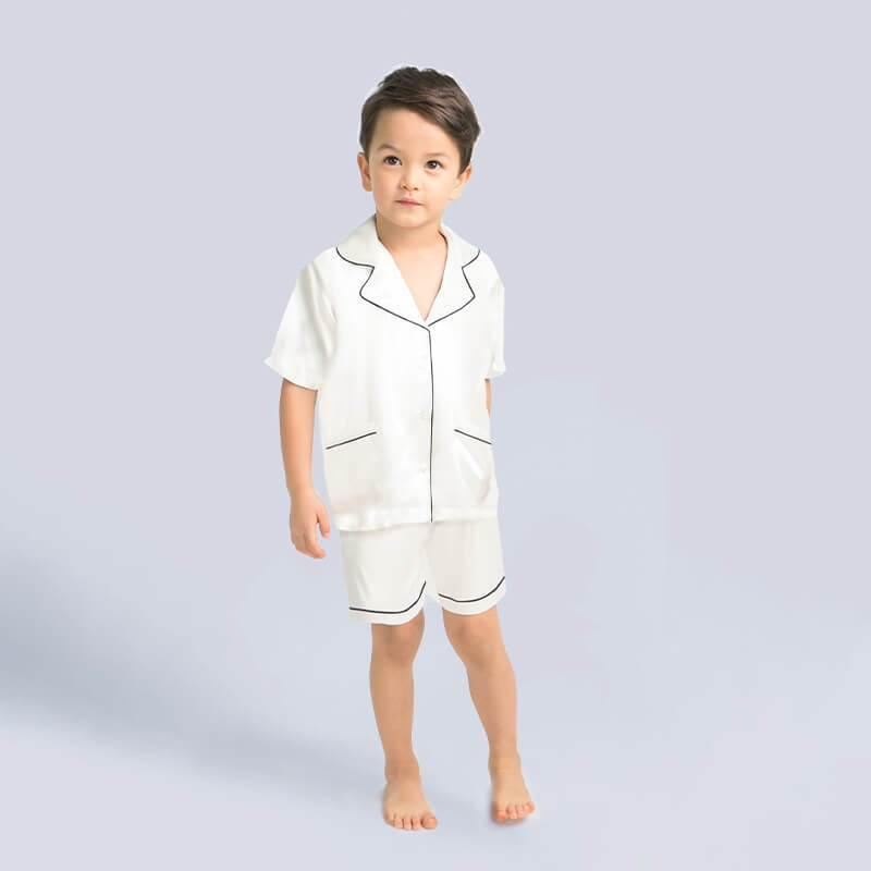 Boys Short Silk Pajamas Set Classic Shorts Silk Sleepwear Set Luxury  Nightwear for Children
