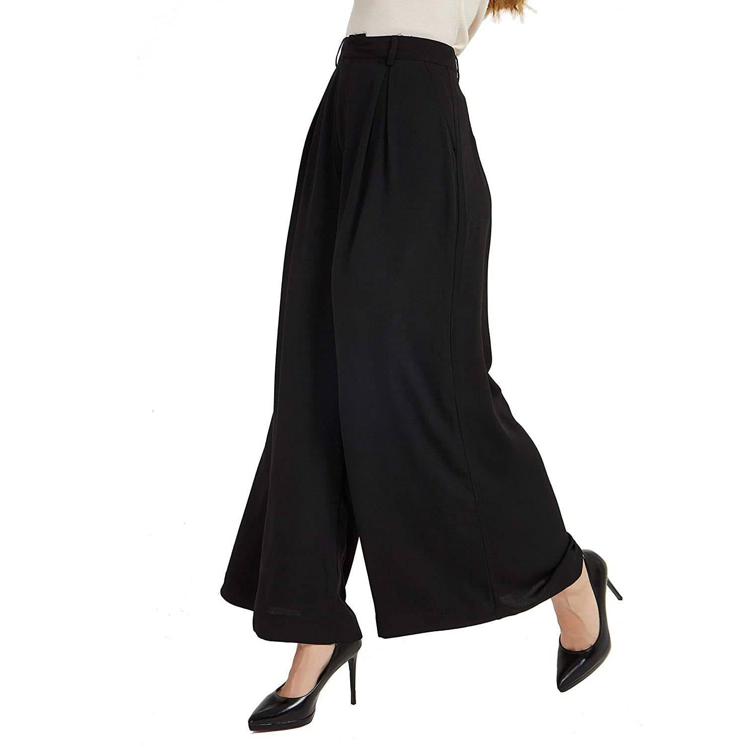 Womens Hipster Palazzo Pants Casual Loose High Waisted Wide Leg