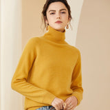 Women's Turtleneck Cashmere Sweater Classic Fit Knitted Outwear - slipintosoft