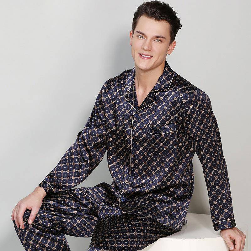 Mens Long Silk Pajamas