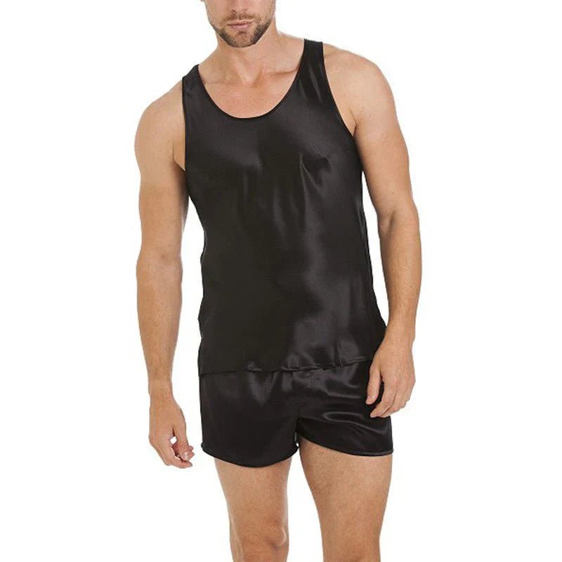 Mens Short Silk Pajamas